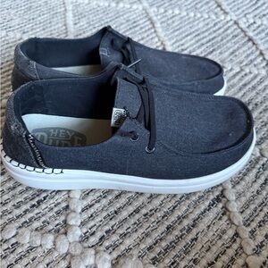 Hey Dude Black Loafers Slip-Ons Casual Comfort 10